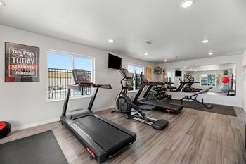 Gym with treadmills